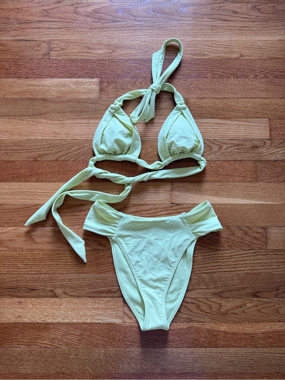 Lime Green Tie-Back Triangle Bikini Set